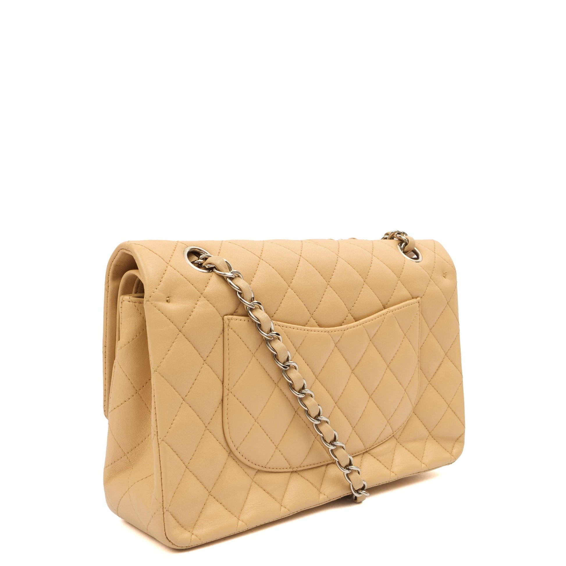 Chanel Shoulder Bag Classic Double Flap - Medium in Neutral, Lambskin Leather — Alternate View 13