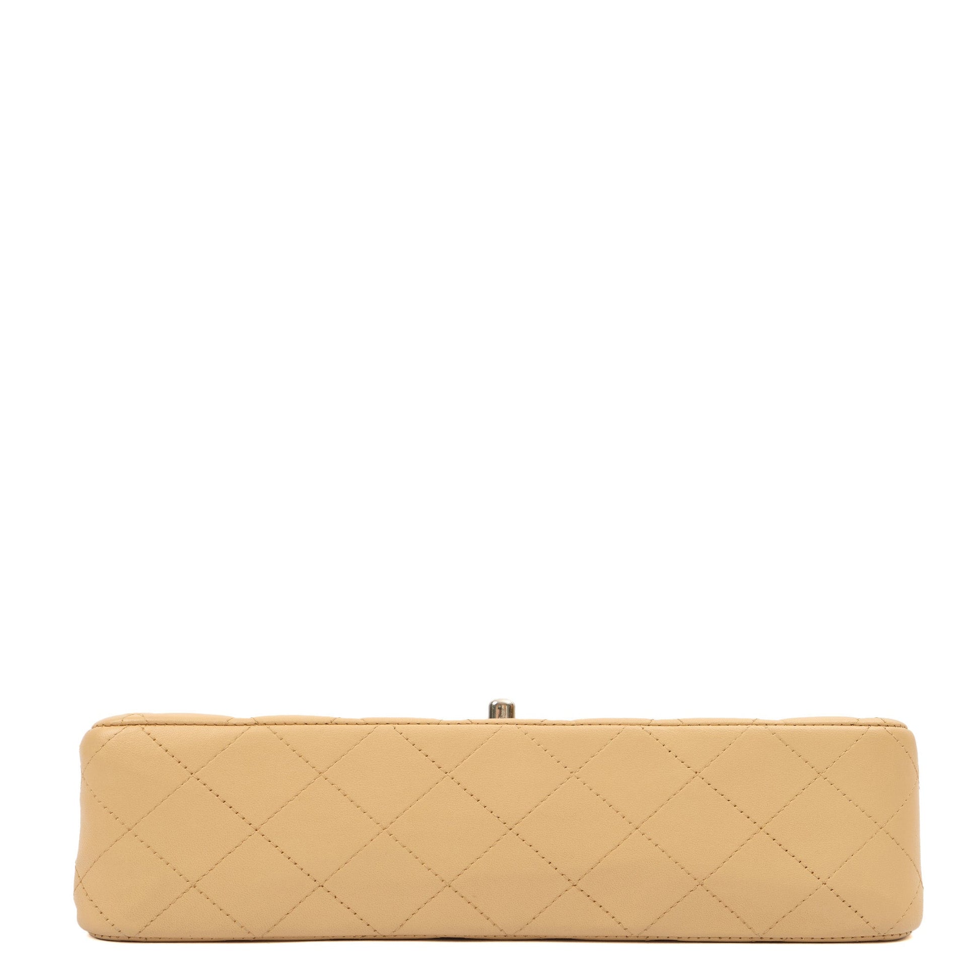 Chanel Shoulder Bag Classic Double Flap - Medium in Neutral, Lambskin Leather — Detail View