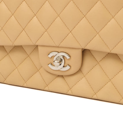 Chanel Shoulder Bag Classic Double Flap - Medium in Neutral, Lambskin Leather — Lifestyle View