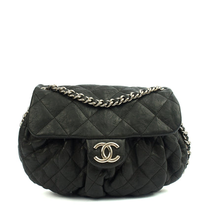 Chanel Shoulder Bag Chain Around Flap in Black, Calfskin Leather — Front View
