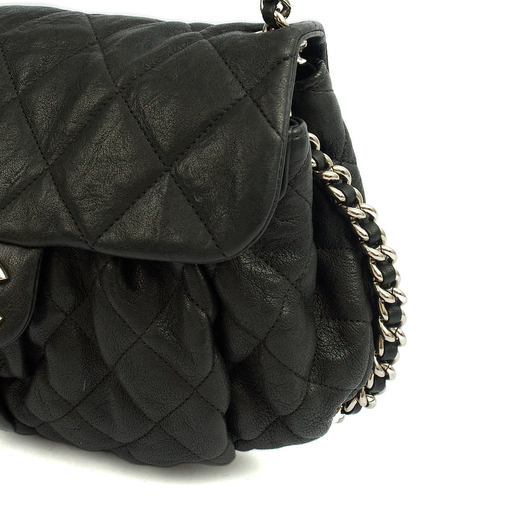Chanel Shoulder Bag Chain Around Flap in Black, Calfskin Leather — Alternate View 7