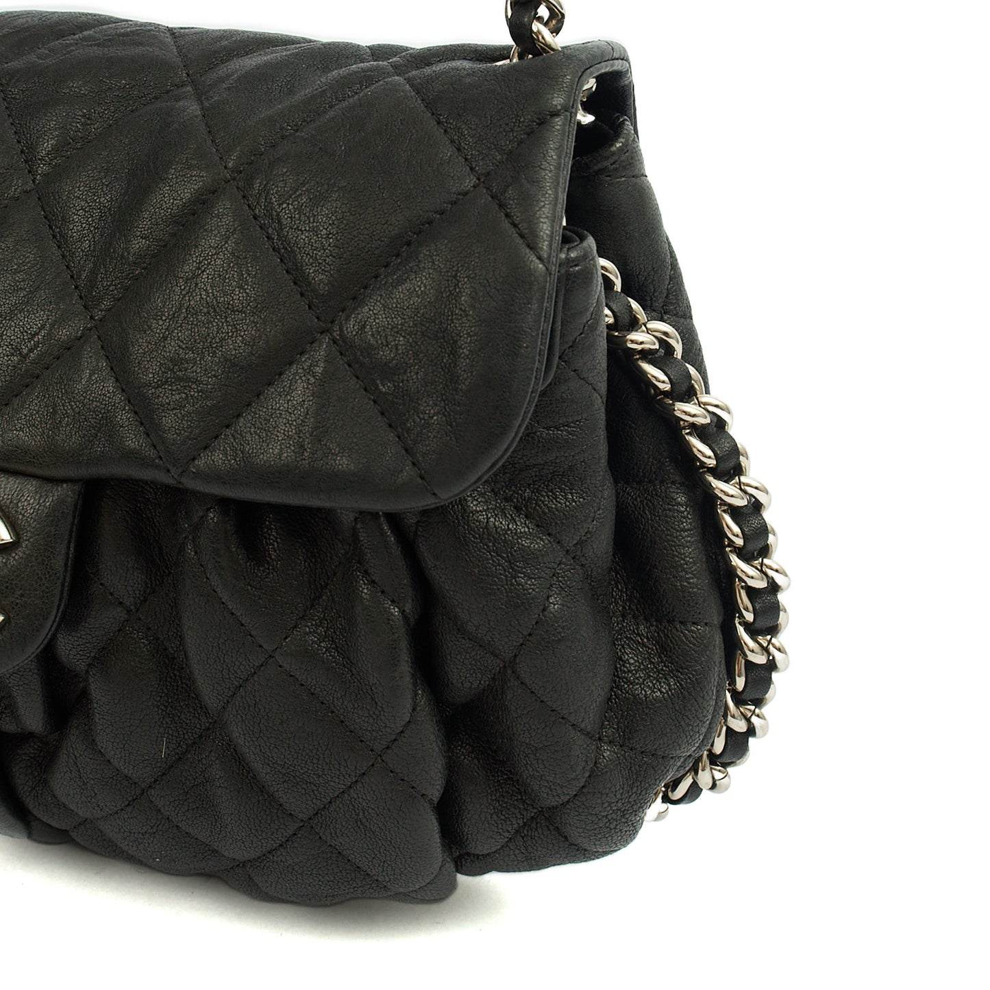 Chanel Shoulder Bag Chain Around Flap in Black, Calfskin Leather — Alternate View 7
