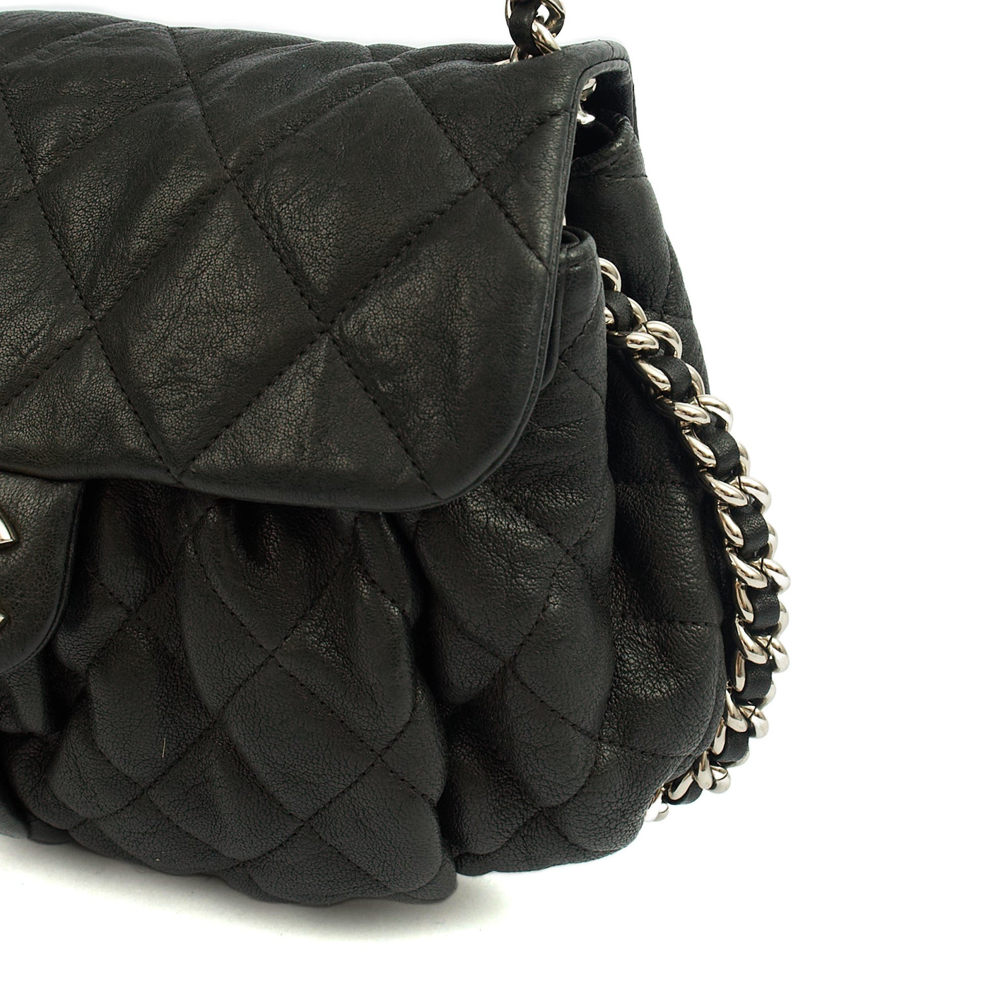 Chanel Shoulder Bag Chain Around Flap in Black, Calfskin Leather — Alternate View 7