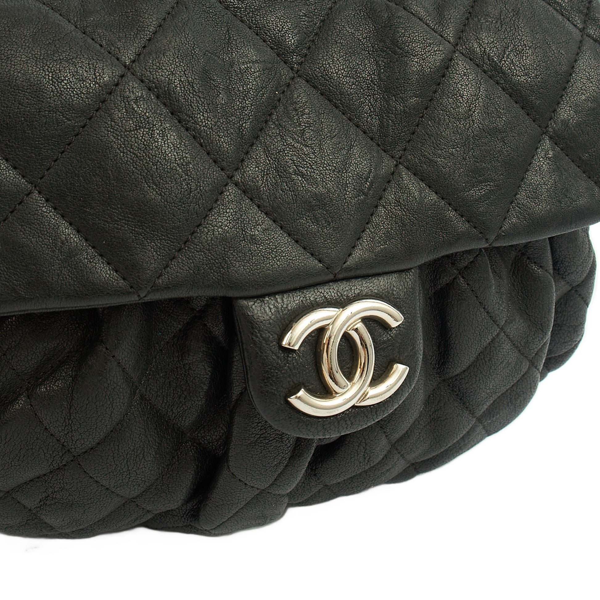 Chanel Shoulder Bag Chain Around Flap in Black, Calfskin Leather — Lifestyle View