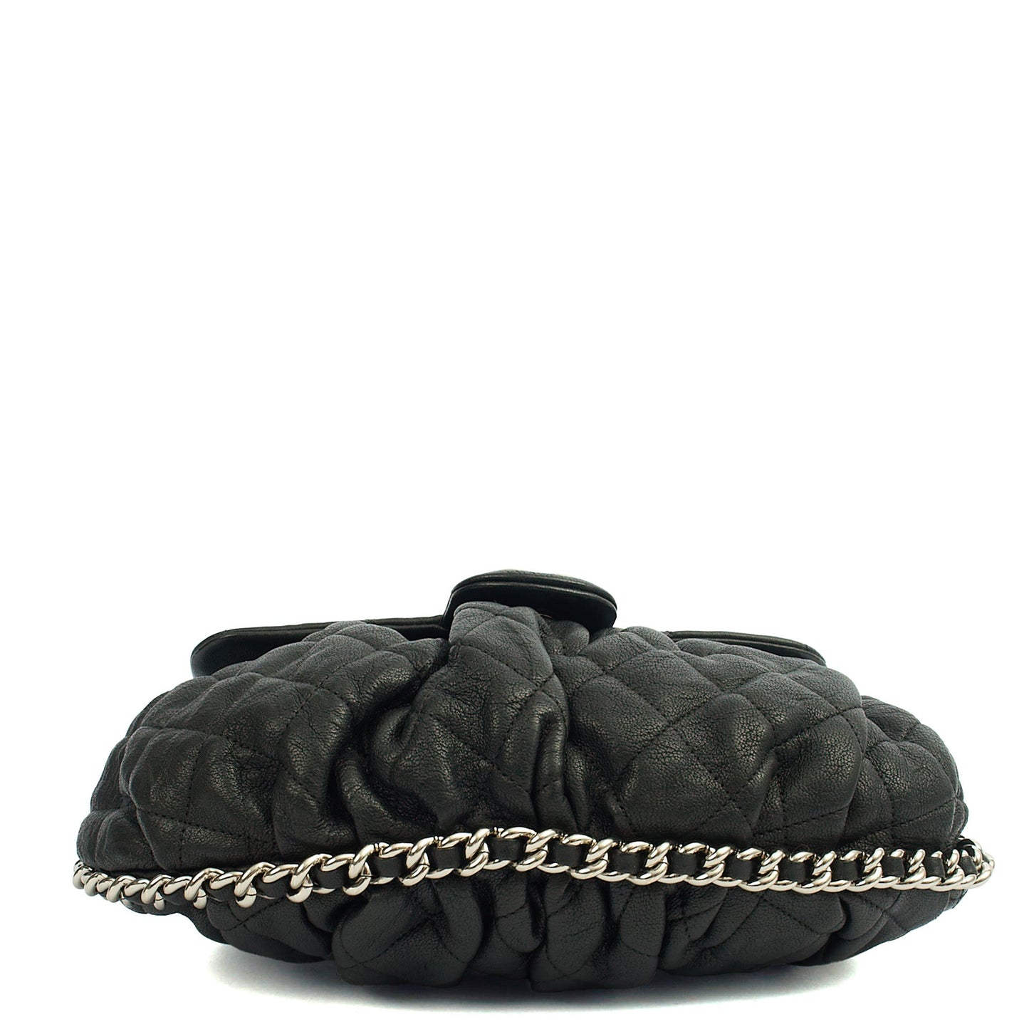 Chanel Shoulder Bag Chain Around Flap in Black, Calfskin Leather — Detail View