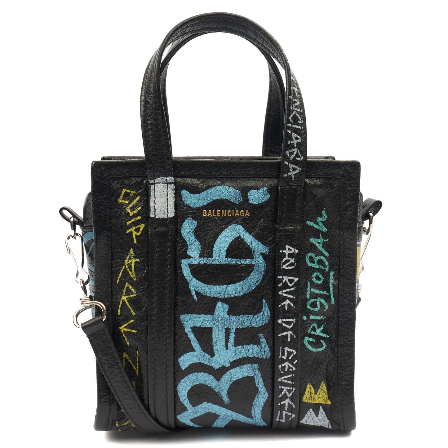 Balenciaga Top Handle Bazar XXS Shopper Bag in Pink, Leather — Front View