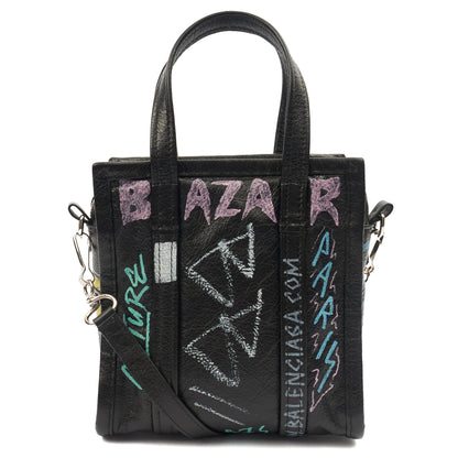Balenciaga Top Handle Bazar XXS Shopper Bag in Pink, Leather — Detail View