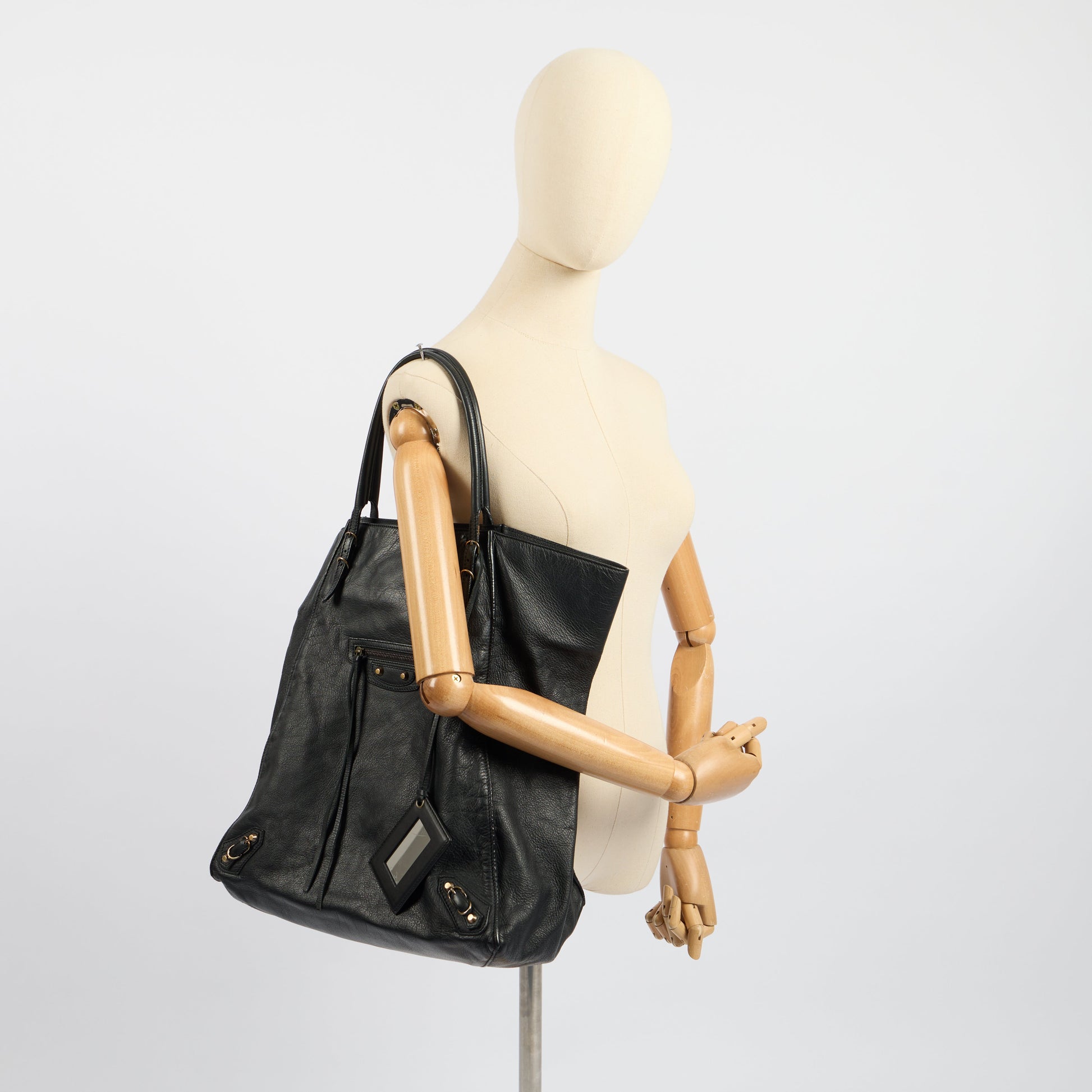 Balenciaga Tote Papier A4 Tote in Black, Leather — Side View