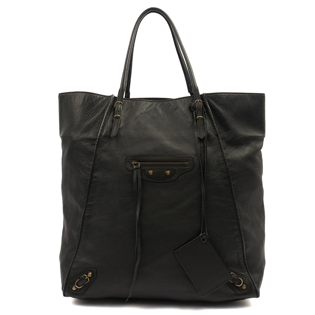 Balenciaga Tote Papier A4 Tote in Black, Leather — Front View