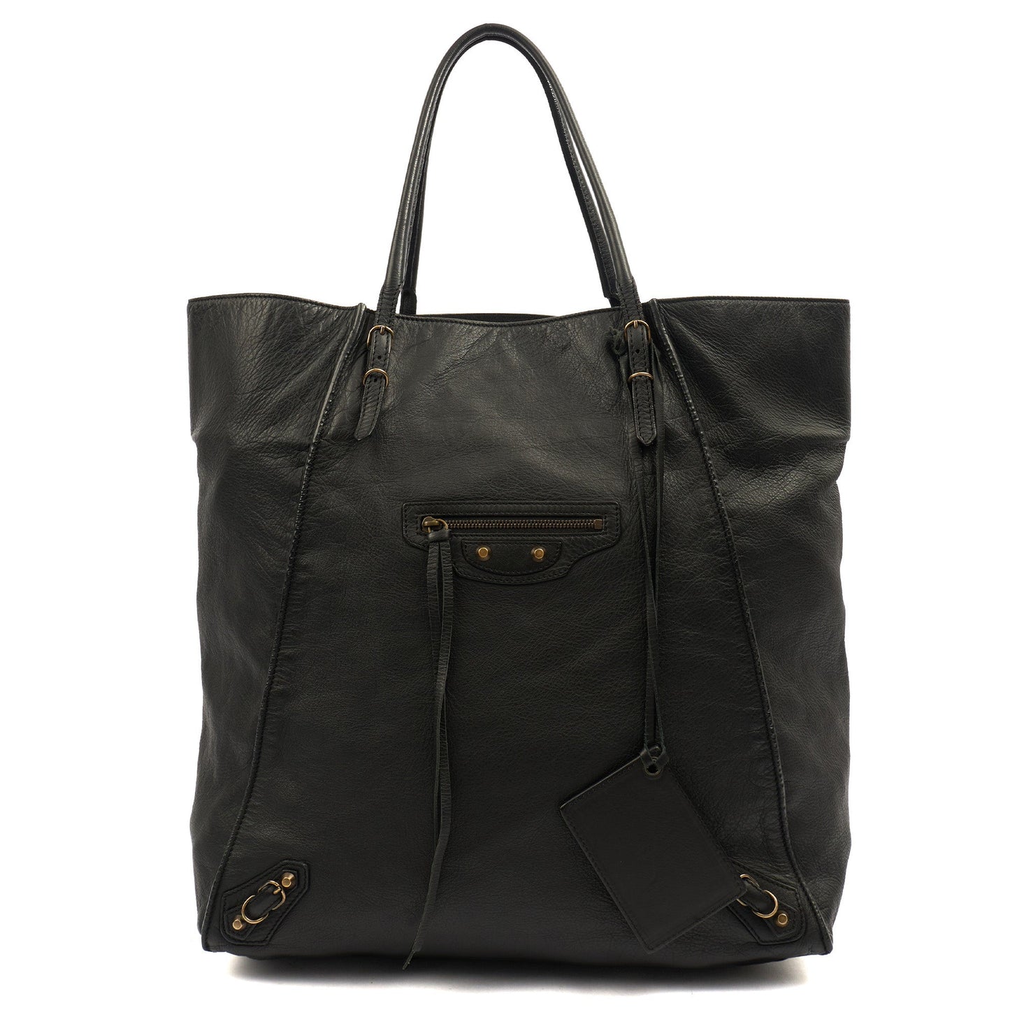 Balenciaga Tote Papier A4 Tote in Black, Leather — Front View