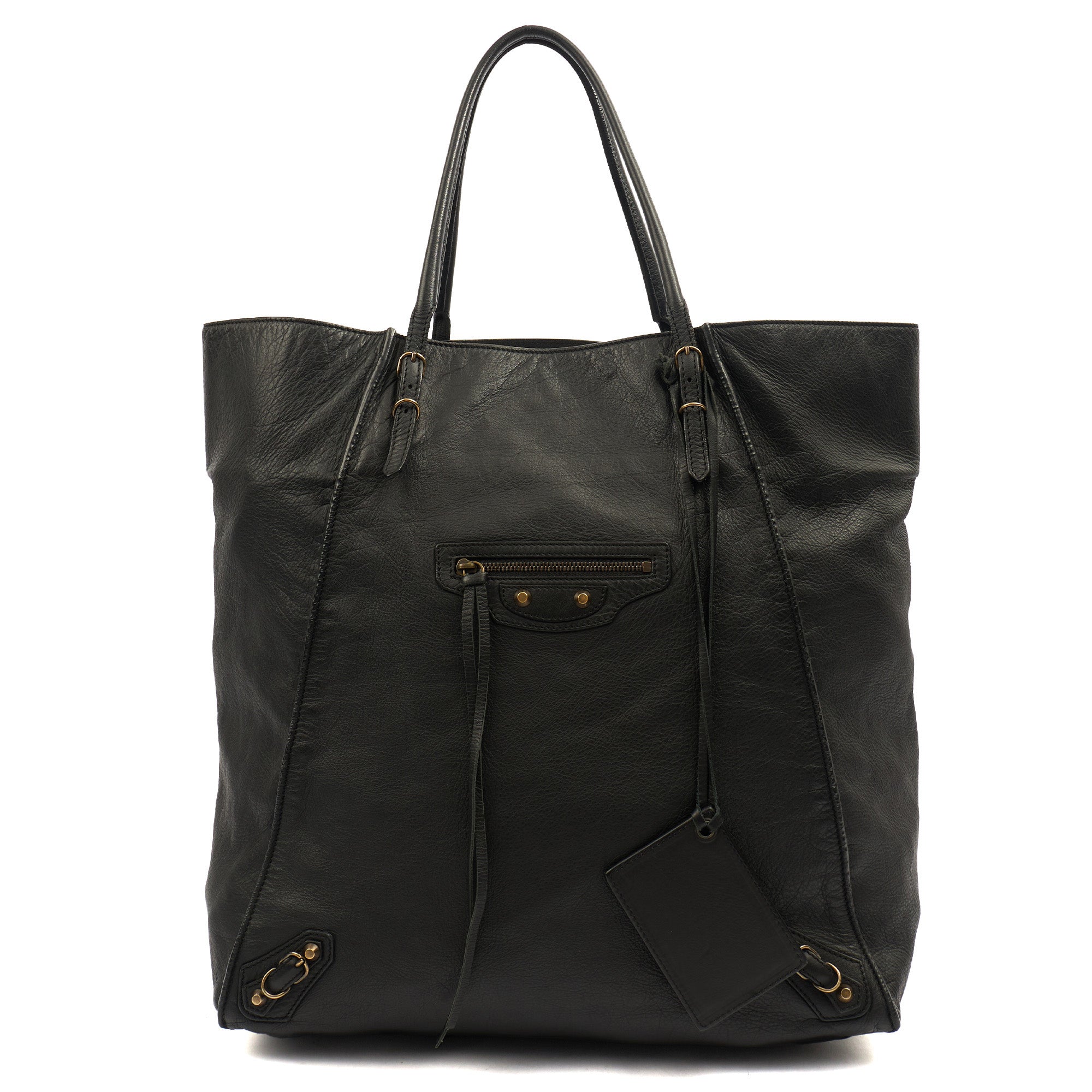 Balenciaga Tote Papier A4 Tote in Black, Leather — Front View