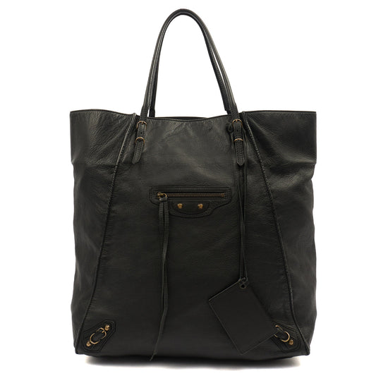 Balenciaga Tote Papier A4 Tote in Black, Leather — Front View