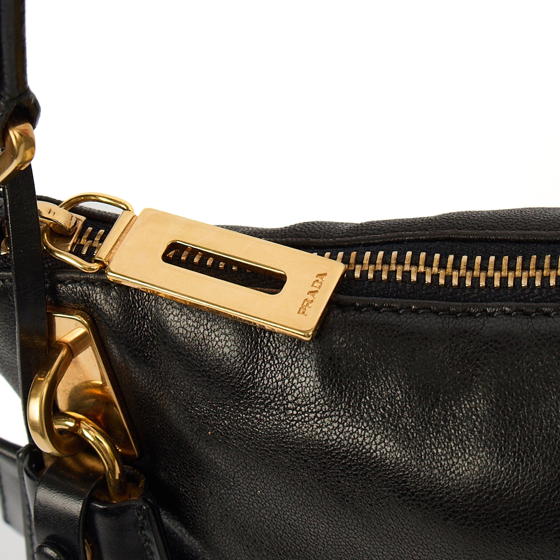 Prada Shoulder Bag Shoulder Bag in Black, Leather — Side View