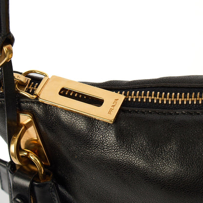 Prada Shoulder Bag Shoulder Bag in Black, Leather — Side View