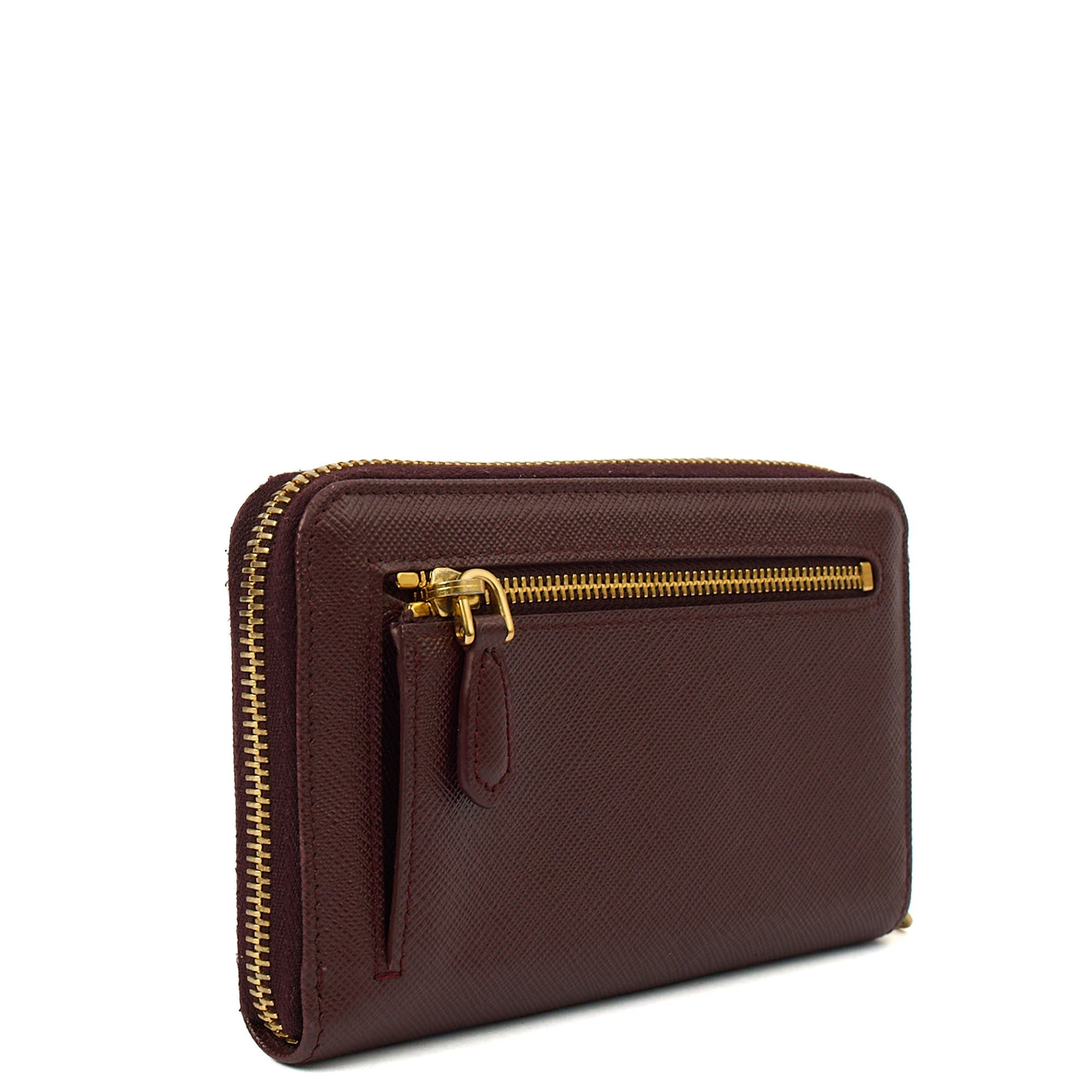 Prada Purse Wallet in Burgundy, Leather — Back View