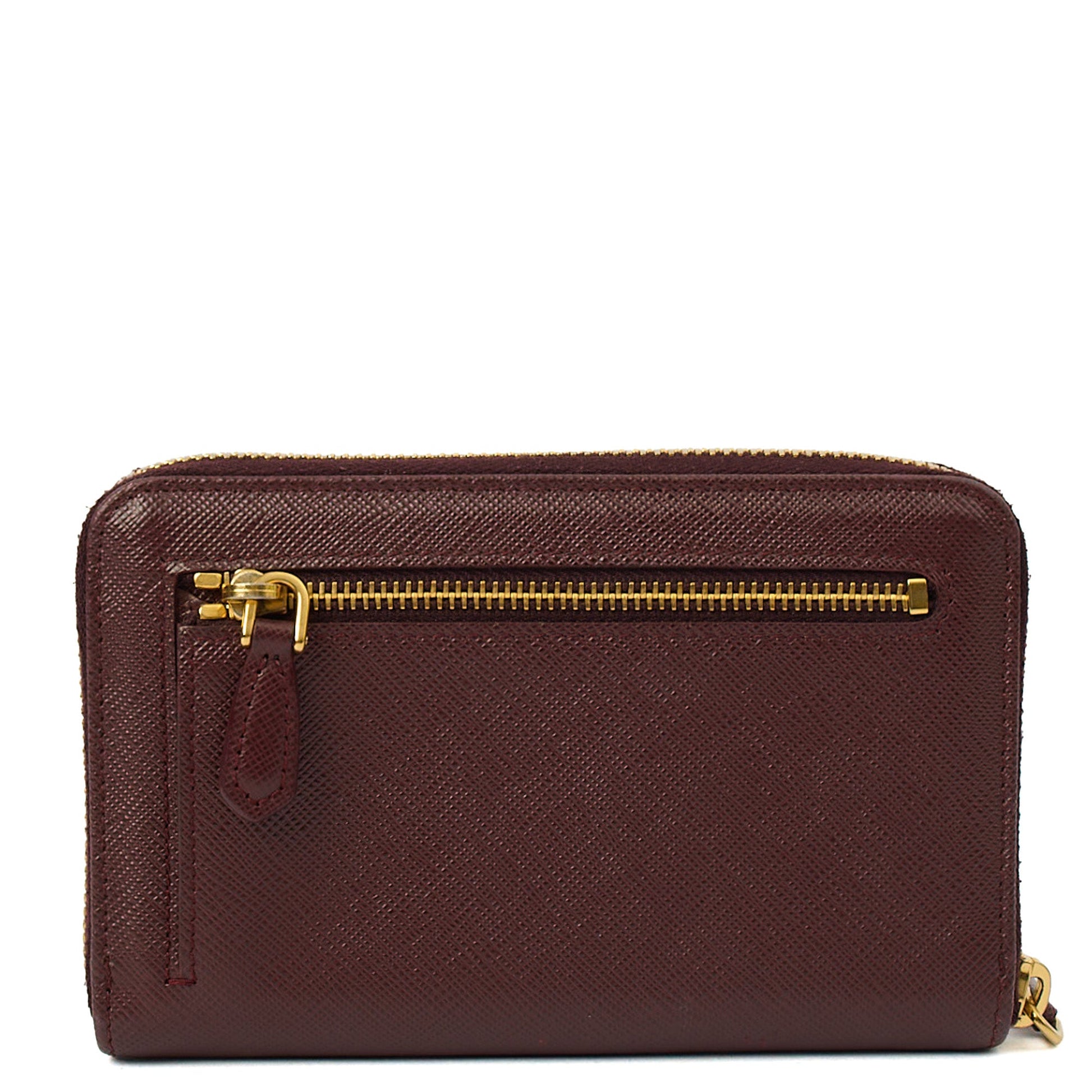 Prada Purse Wallet in Burgundy, Leather — Top View