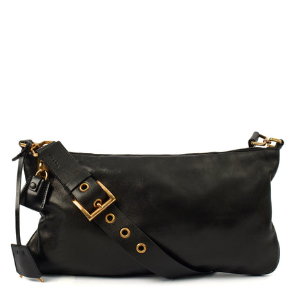 Prada Shoulder Bag Shoulder Bag in Black, Leather — Front View