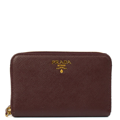 Prada Purse Wallet in Burgundy, Leather — Front View