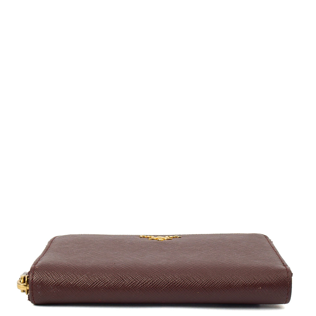 Prada Purse Wallet in Burgundy, Leather — Detail View