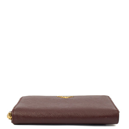 Prada Purse Wallet in Burgundy, Leather — Detail View