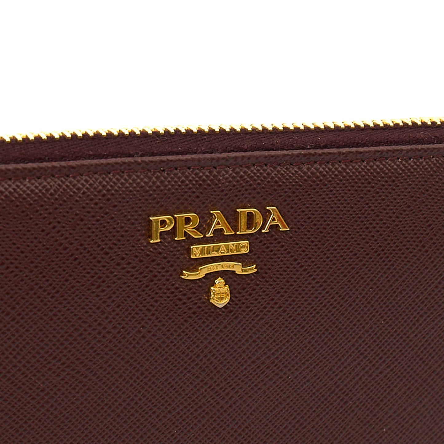 Prada Purse Wallet in Burgundy, Leather — Side View