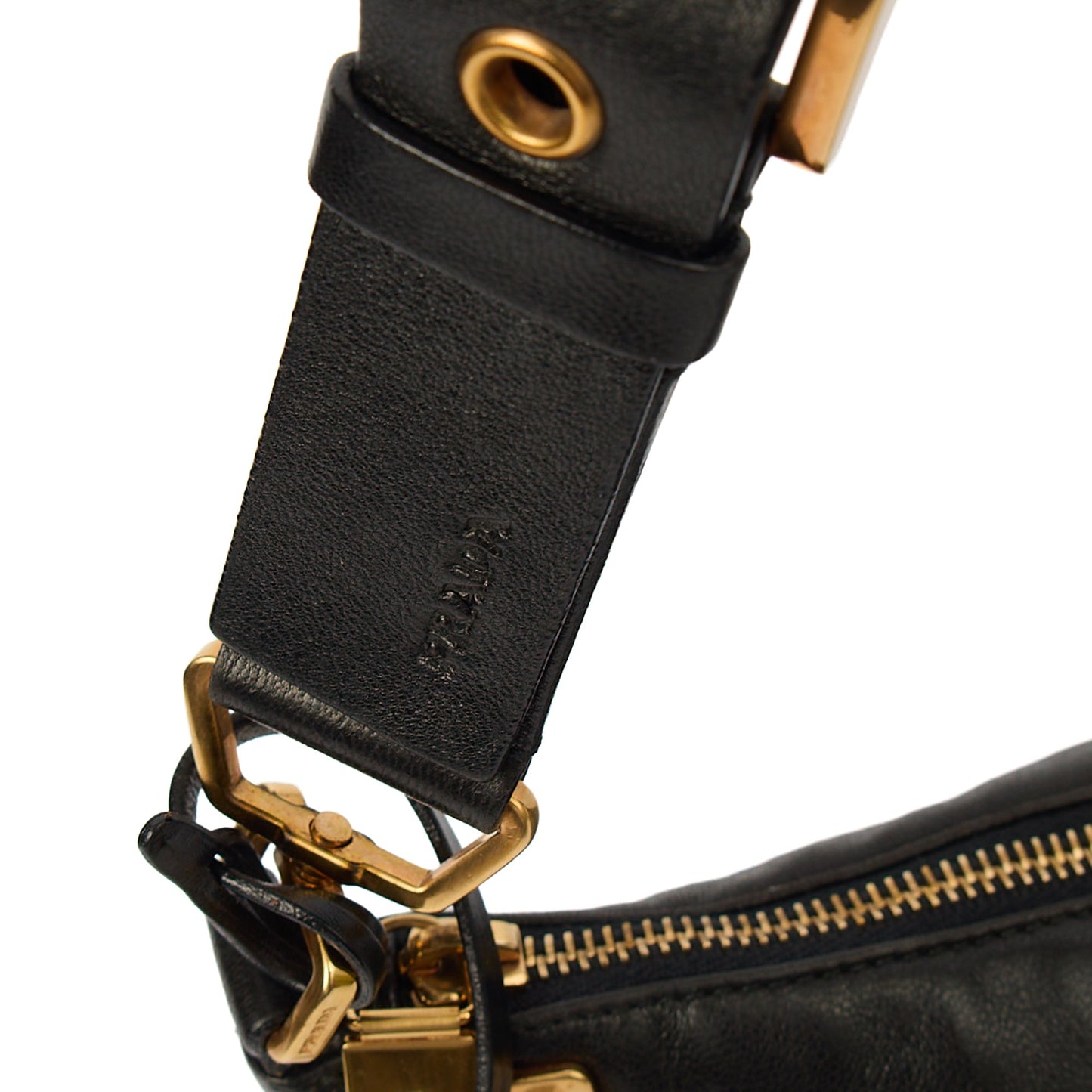 Prada Shoulder Bag Shoulder Bag in Black, Leather — Detail View