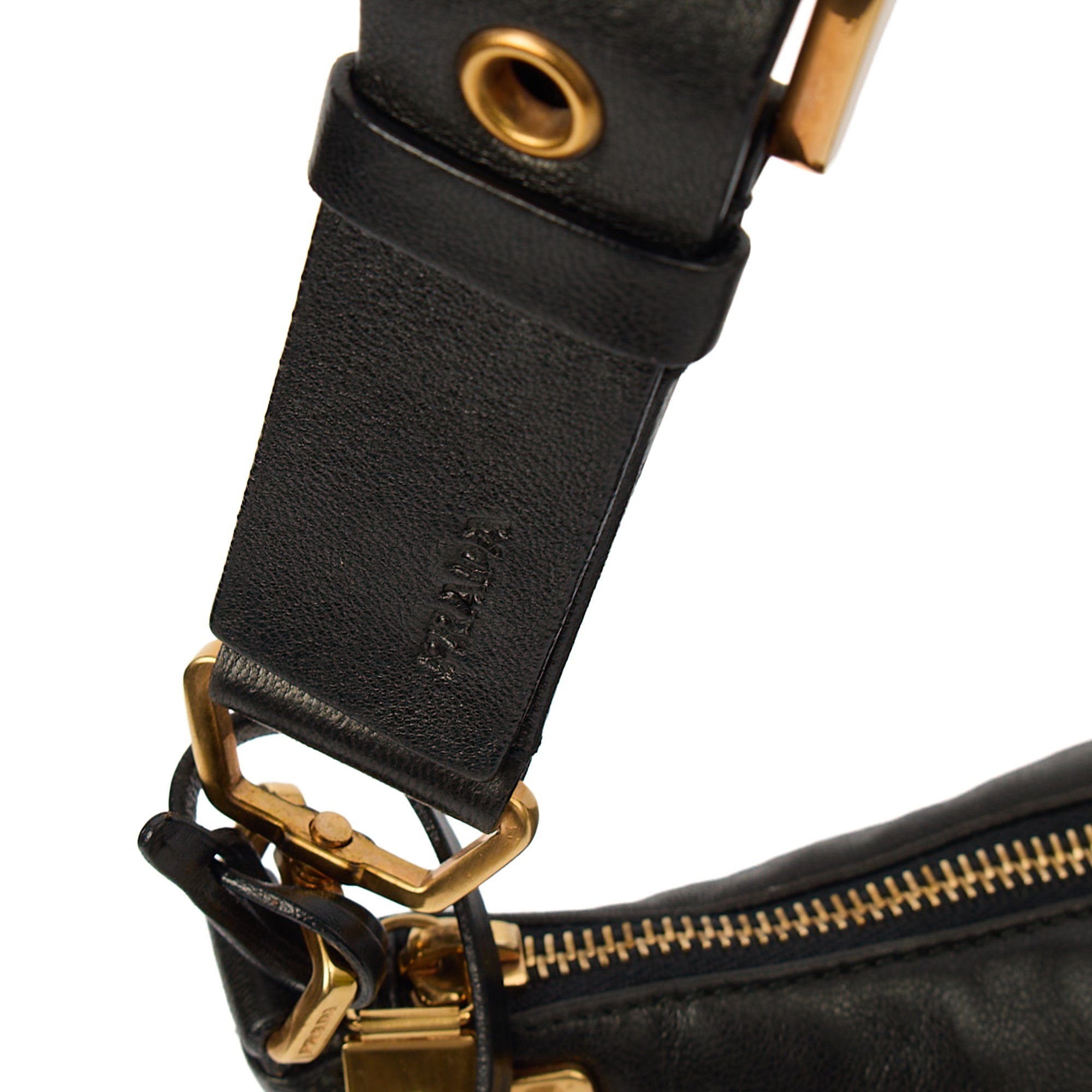 Prada Shoulder Bag Shoulder Bag in Black, Leather — Detail View
