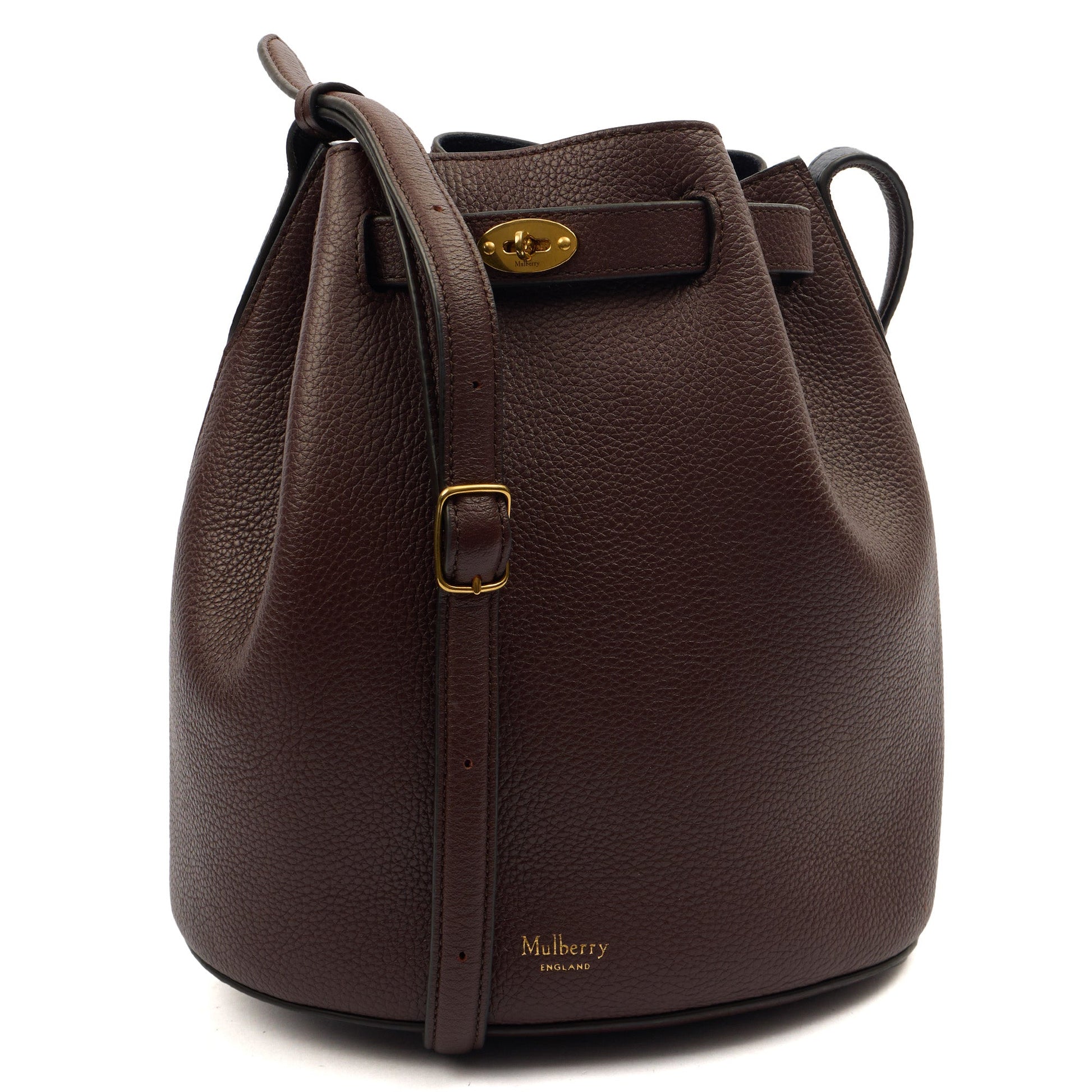 Mulberry Bucket Bag Abbey Small in Oxblood, Leather — Front View