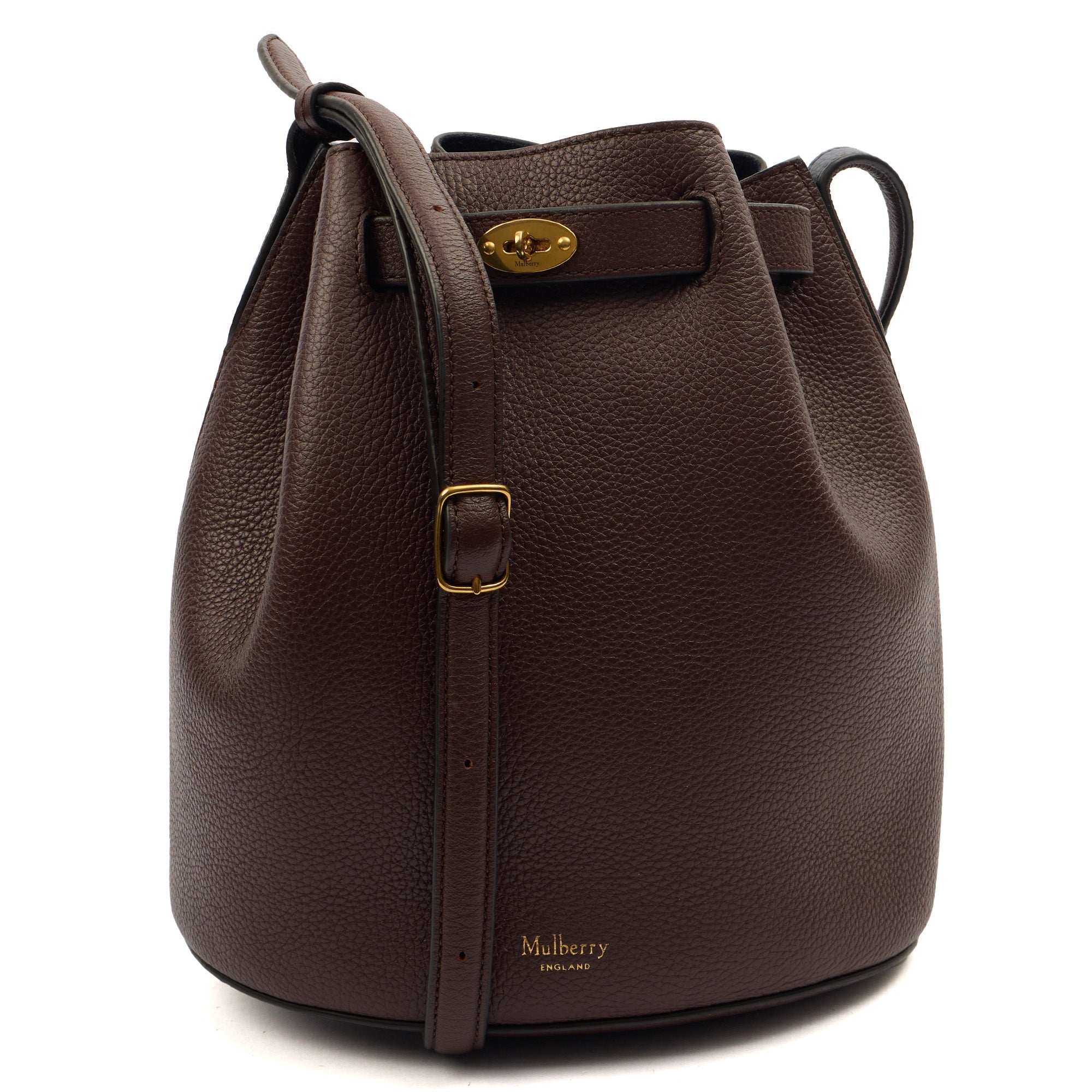 Mulberry Bucket Bag Abbey Small in Oxblood, Leather — Front View