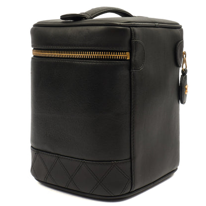 Chanel Cosmetic Bag Vanity Case in Black, Caviar Leather — Back View