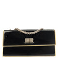 Chanel Shoulder Bag Flap Bag in Black, Patent Leather — Front View