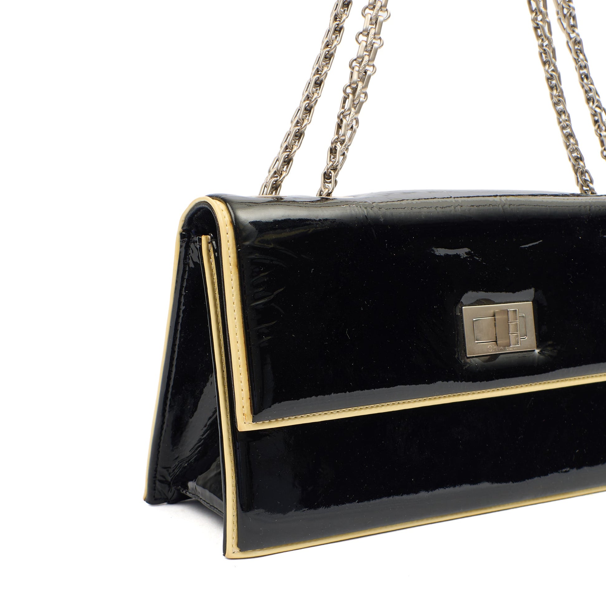Chanel Shoulder Bag Flap Bag in Black, Patent Leather — Alternate View 17