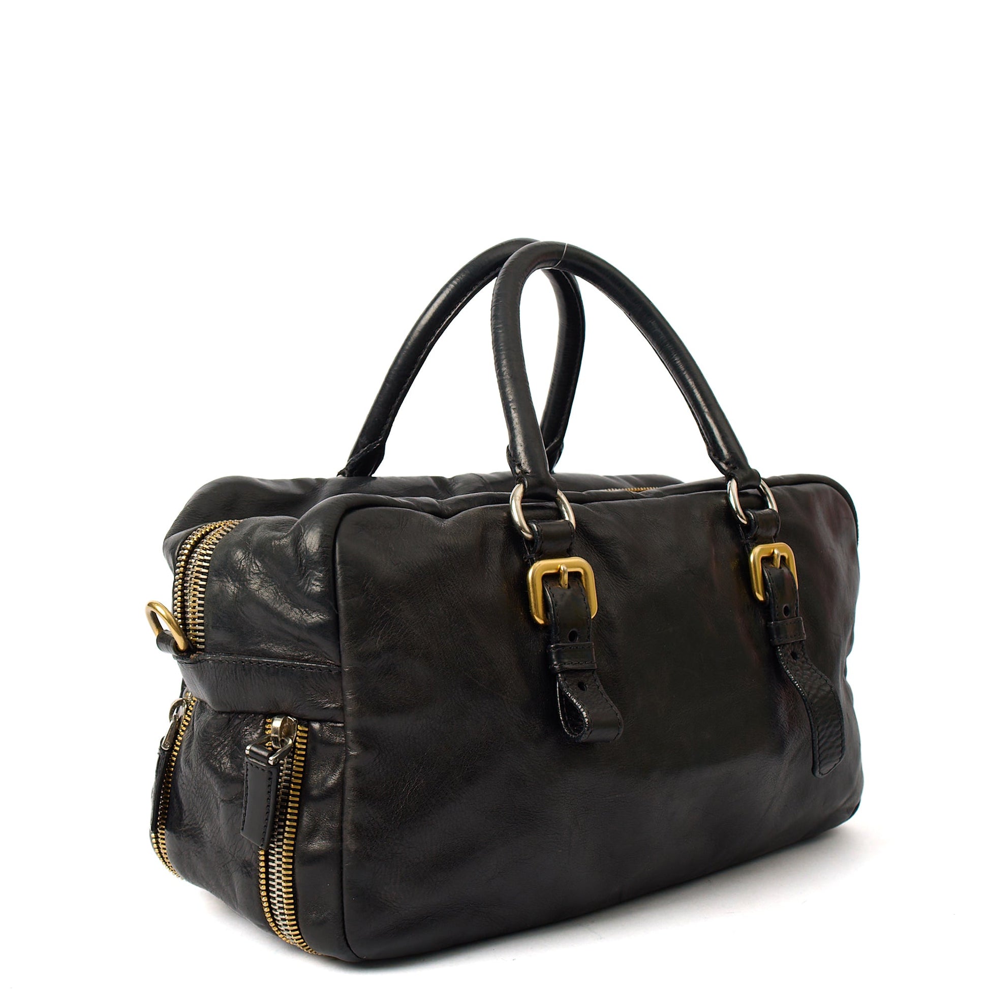 Prada Shoulder Bag Shoulder Bag in Black, Leather — Top View