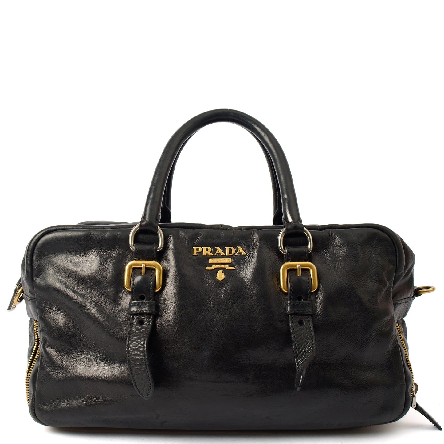 Prada Shoulder Bag Shoulder Bag in Black, Leather — Front View