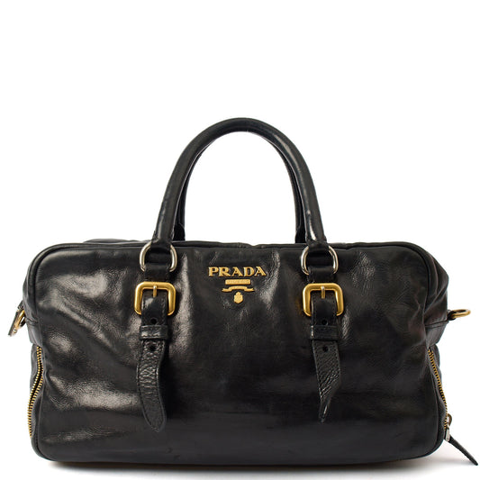Prada Shoulder Bag Shoulder Bag in Black, Leather — Front View