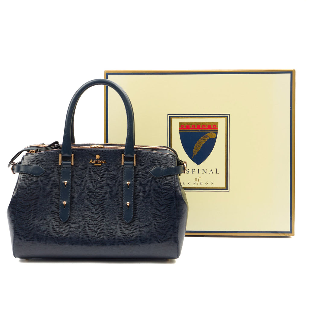 Aspinal of London Tote Brook Street  in Navy, Leather — Lifestyle View