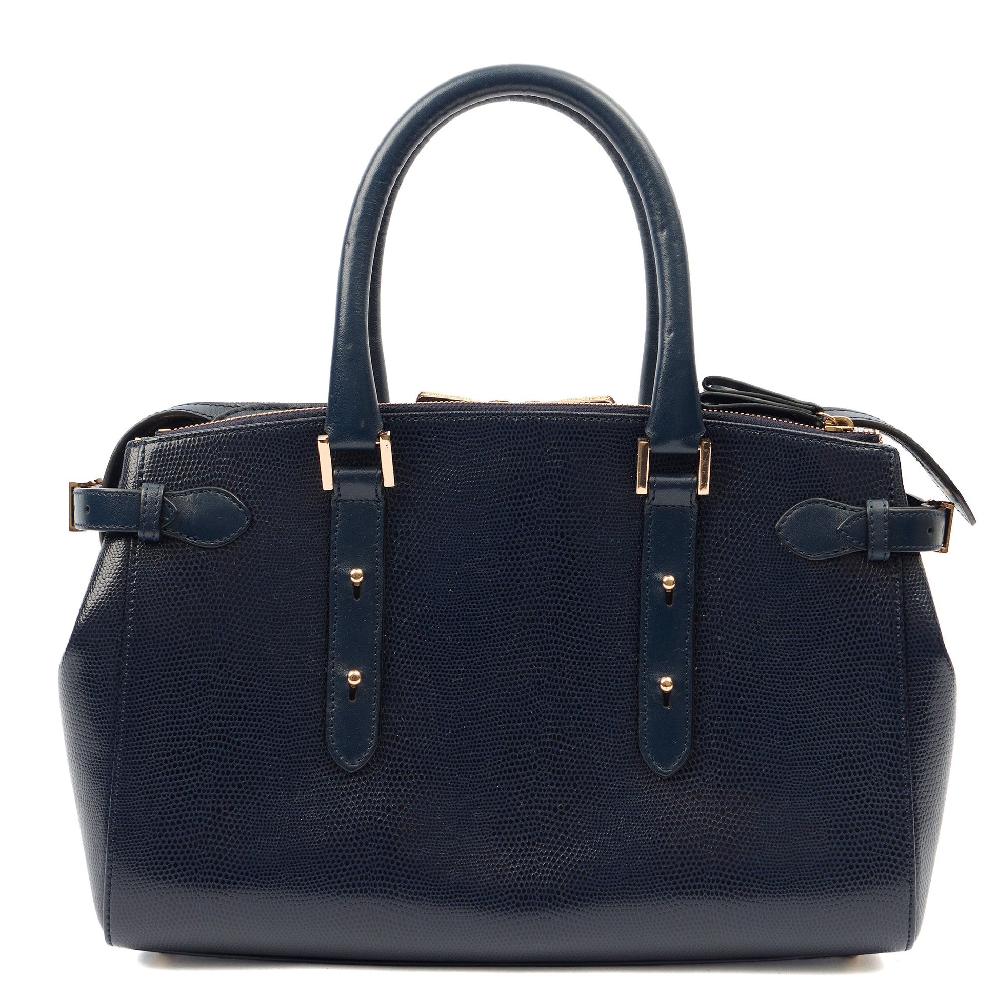 Aspinal of London Tote Brook Street  in Navy, Leather — Back View