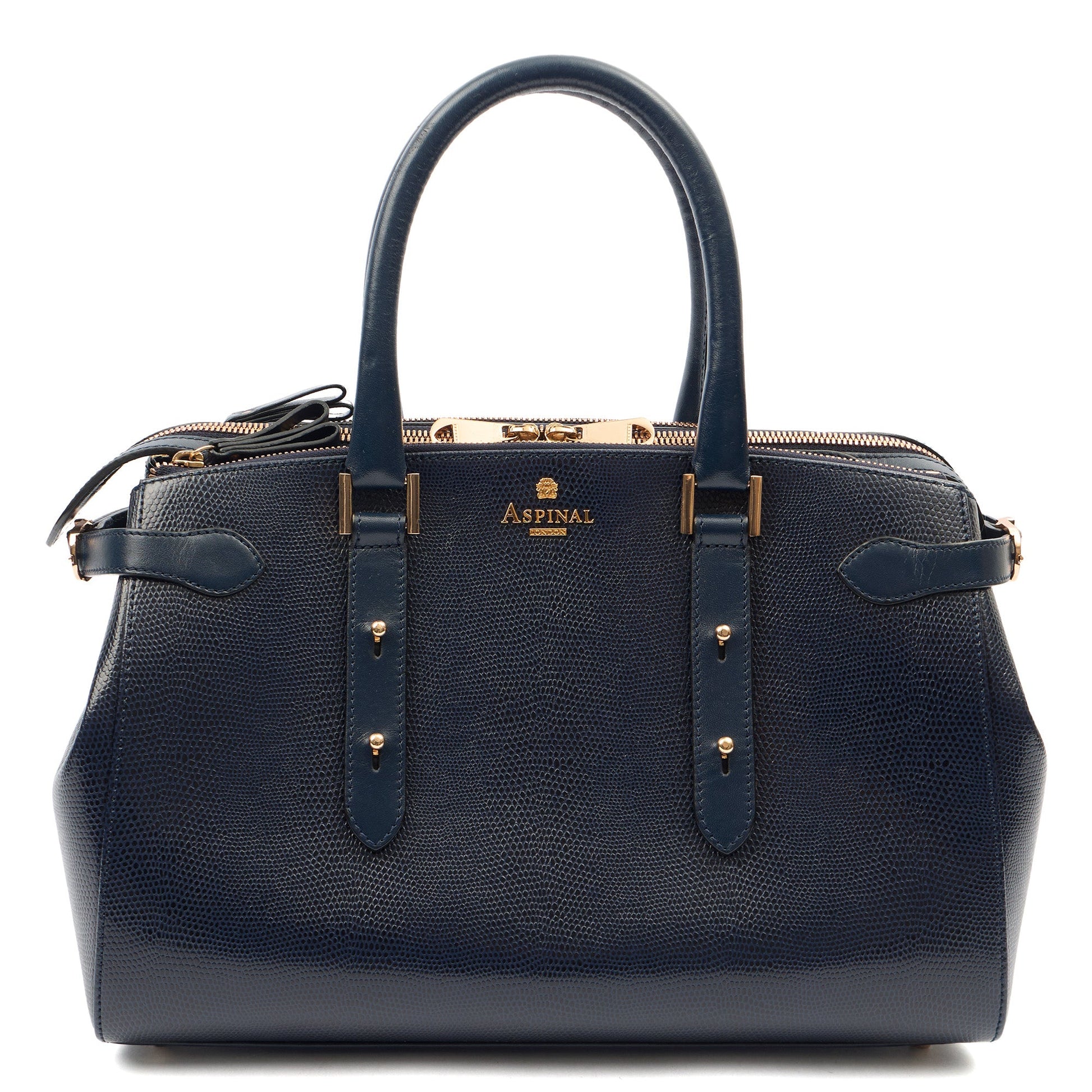 Aspinal of London Tote Brook Street  in Navy, Leather — Front View