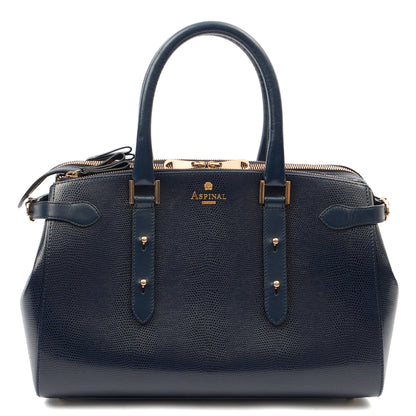Aspinal of London Tote Brook Street  in Navy, Leather — Front View