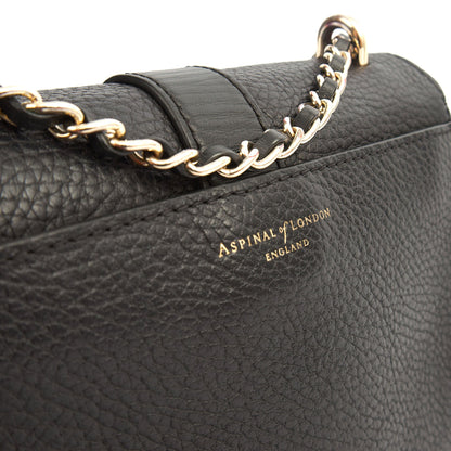 Aspinal of London Cross Body Lottie in Black, Leather — Top View