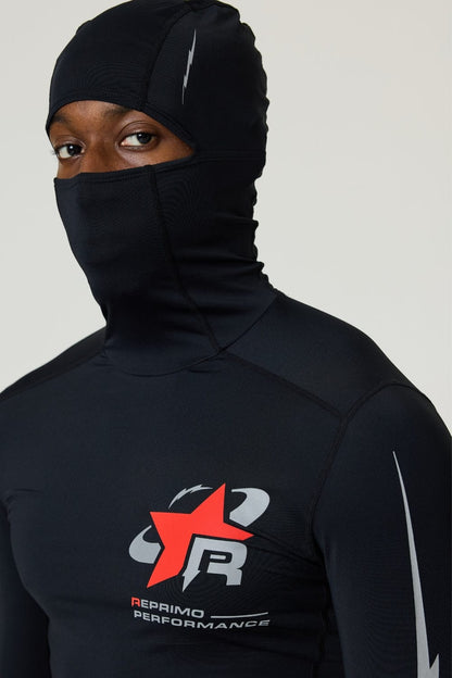 Reprimo RP Base-Layer Balaclava Hoodie 'Black Red' — XS — Detail View