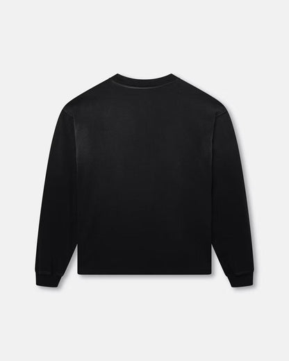 KAIZEN MARKET BLANK HEAVYWEIGHT FADE OUT LONGSLEEVE TEE BLACK — XS — Side View