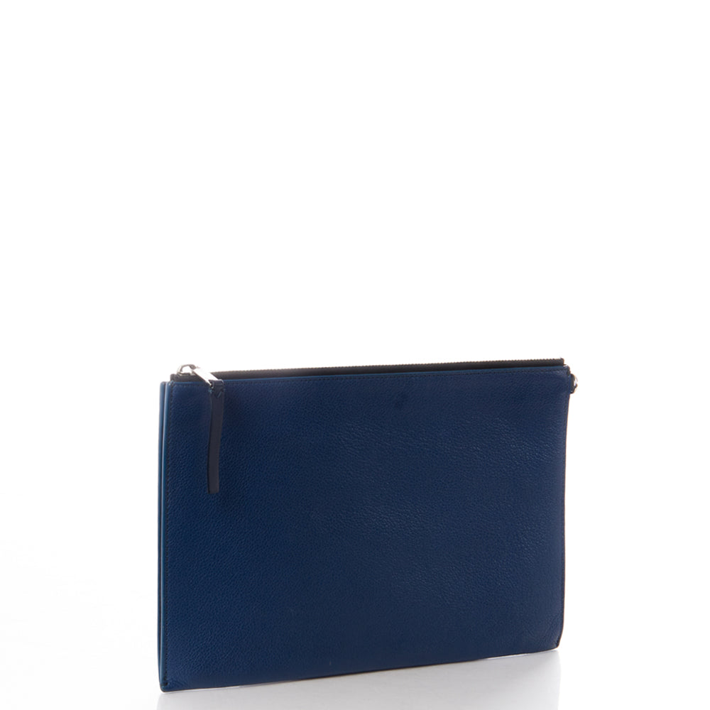 Burberry Clutch Clutch in Blue, Leather — Side View