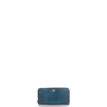 Dolce & Gabbana Purse Wallet in Blue, Exotic Effect Leather — Front View