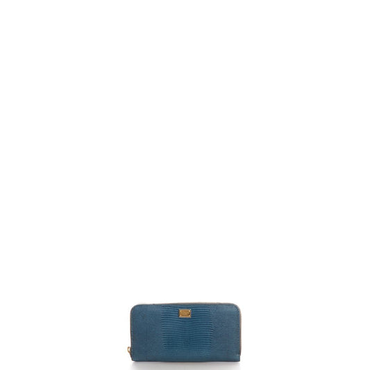Dolce & Gabbana Purse Wallet in Blue, Exotic Effect Leather — Front View