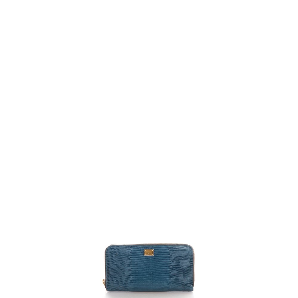 Dolce & Gabbana Purse Wallet in Blue, Exotic Effect Leather — Alternate View 7