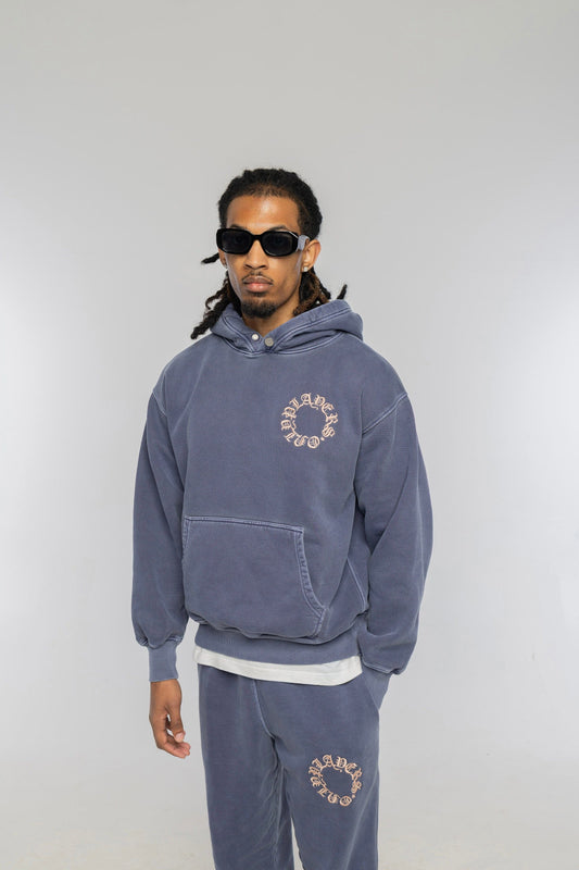 PLAYERS ONLY WASHED NAVY EMBROIDERED HOODIE — Small — Side View