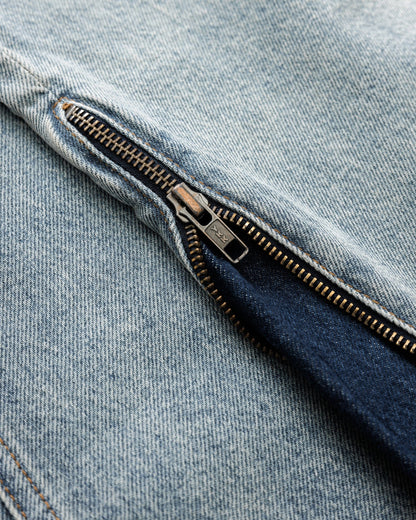 Benir Clothing Zip Flare Denim - Sky Blue — 28 — Side View