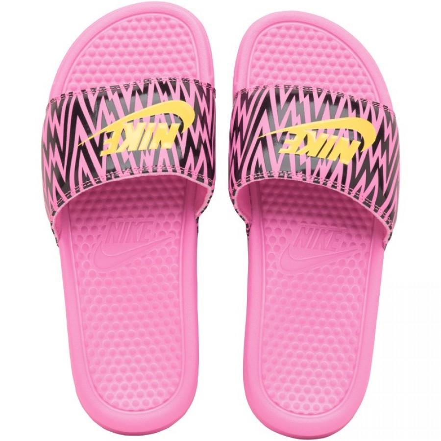 Nike Womens Benassi JDI Slide Sandals Violet-Citron-Black — UK 2.5 | EU 35.5 | US 5 — Side View
