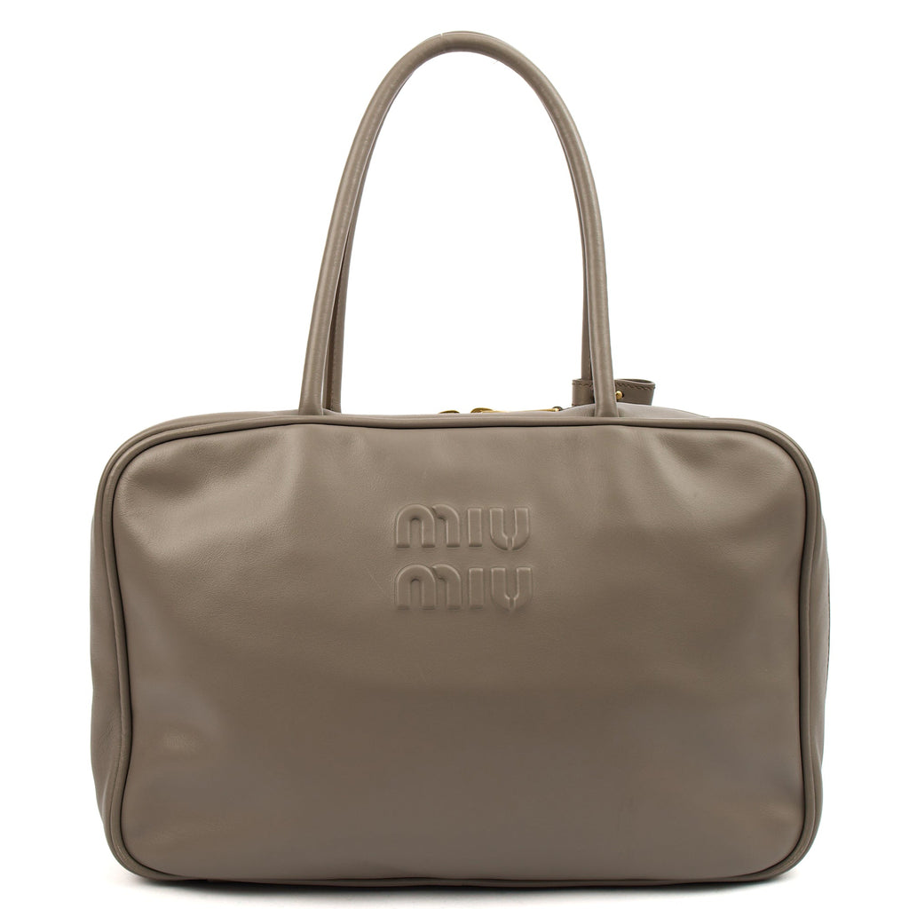 Miu Miu Shoulder Bag Shoulder Bag in Grey, Leather — Front View